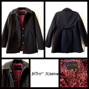 Betsey Johnson Black Coat with Bow Detail